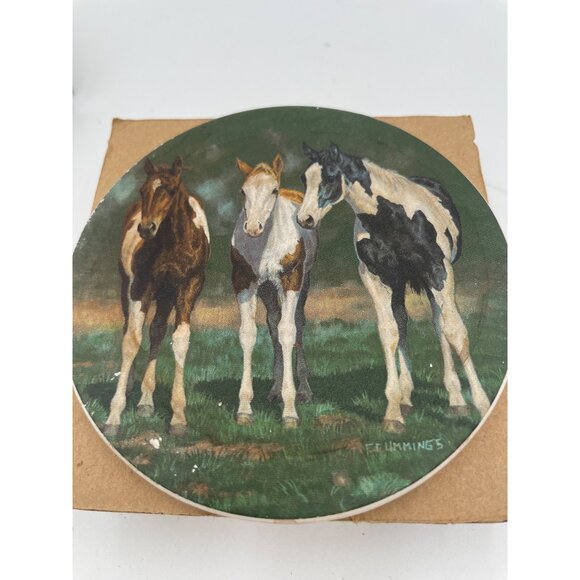 Wild Wings Stone Coasters Pint-Size Paints Horses Design Set/4 - Picture 3 of 4